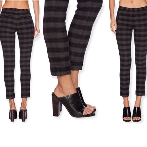 ATM Anthony Thomas Melillo Revolve Plaid Grey Slim Ankle Pants Size 4 - Picture 1 of 10